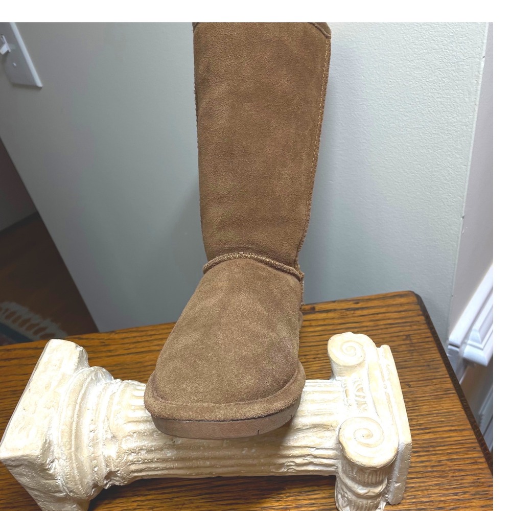 Bearpaw Emma Tall Youth Size 4 Hickory Brown Suede Sheepskin Lined Winter Boots - Picture 15 of 16